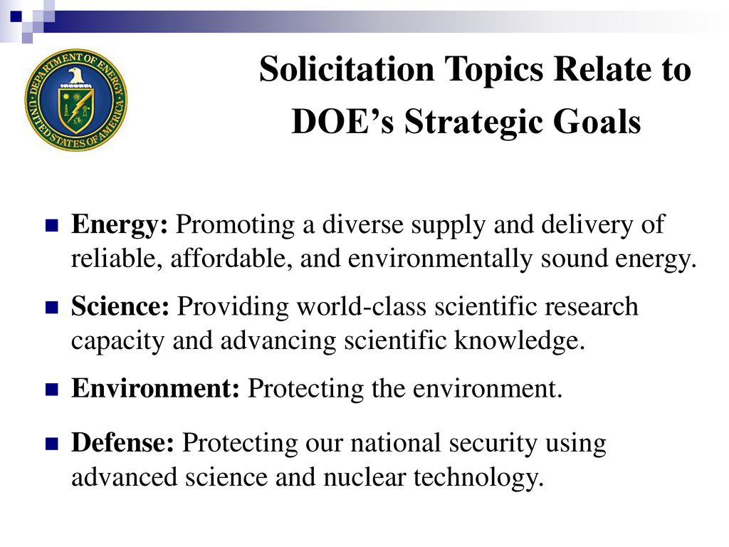 U.S. Department of Energy Small Business Innovation Research (SBIR) and