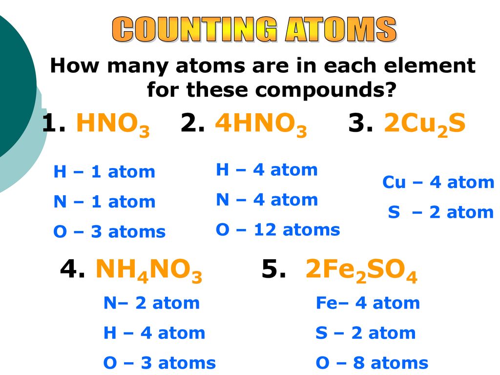 Counting atoms example 1 example 2 naoh na 1 atom o 1 atom ppt