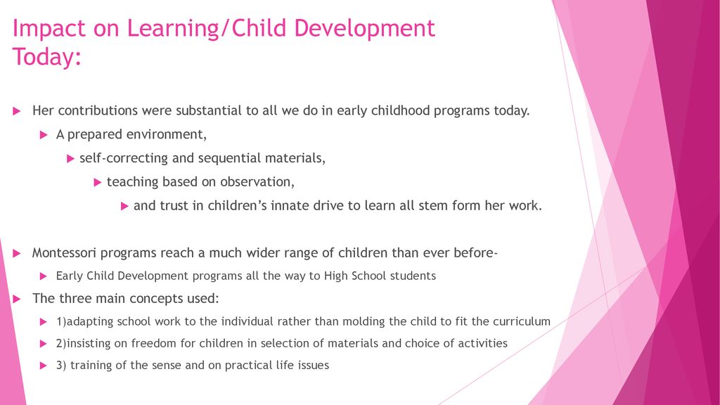 Impact on Learning/Child Development Today: