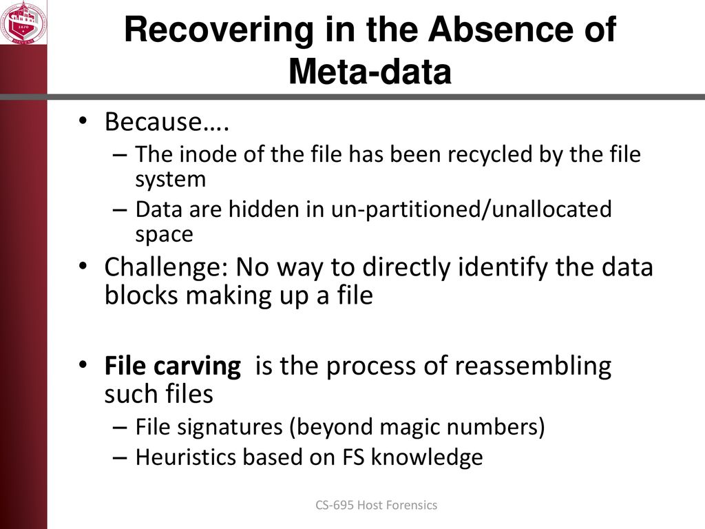 Recovering in the Absence of Meta-data