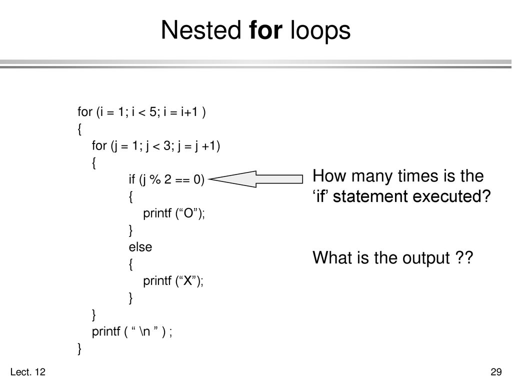 Nested for loops How many times is the ‘if’ statement executed