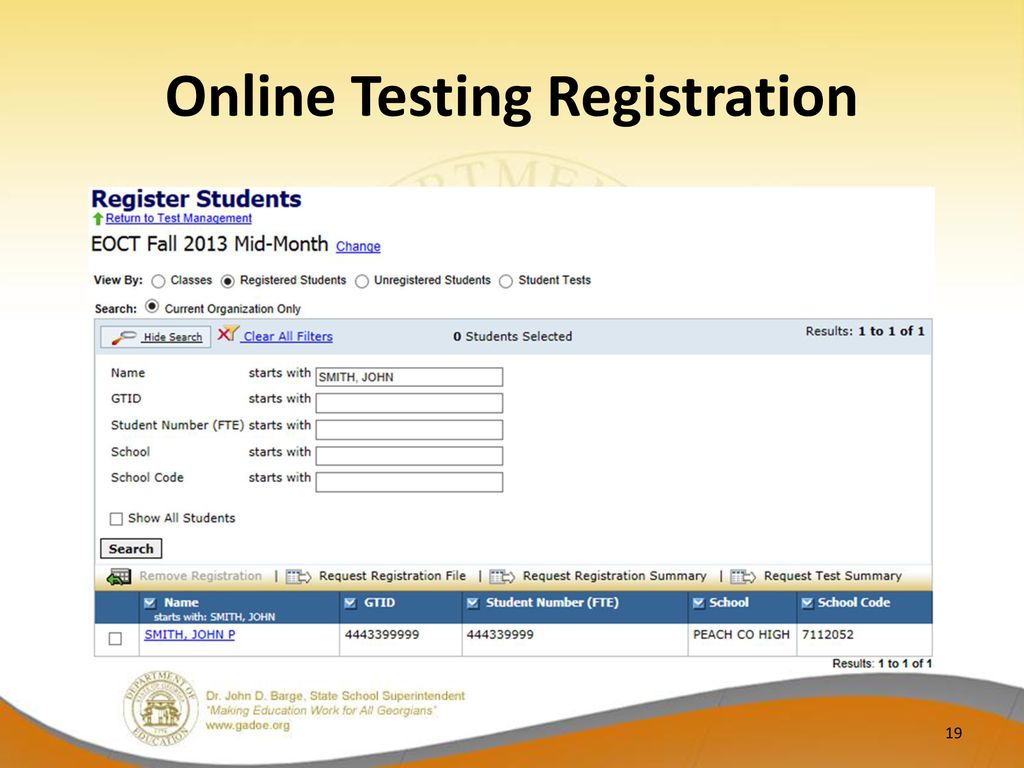 Online Testing Registration