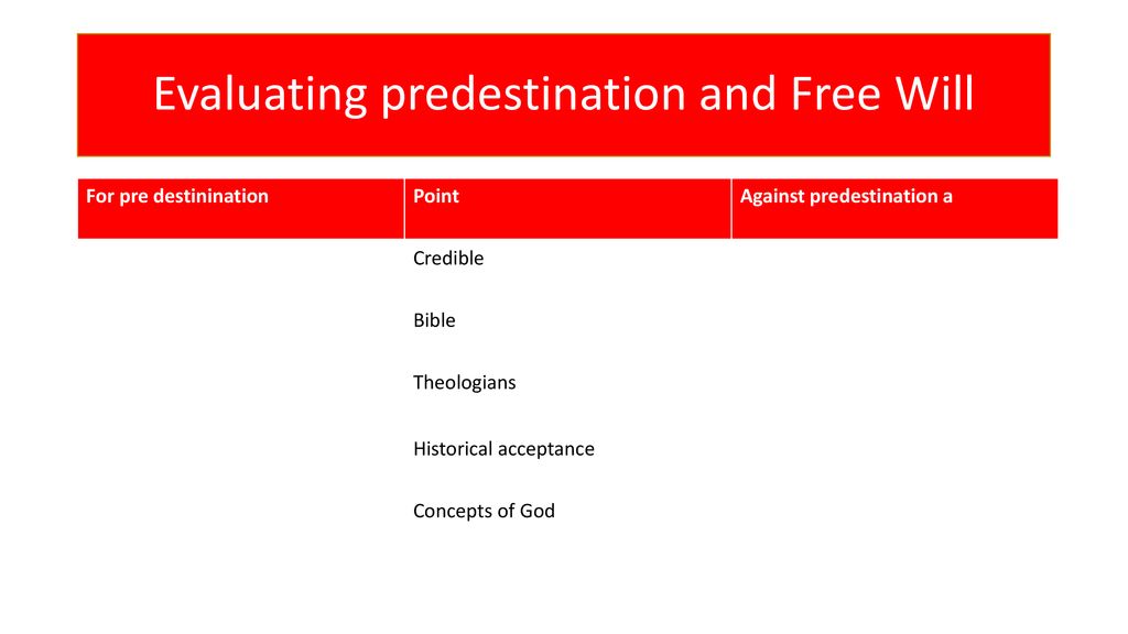 Evaluating predestination and Free Will