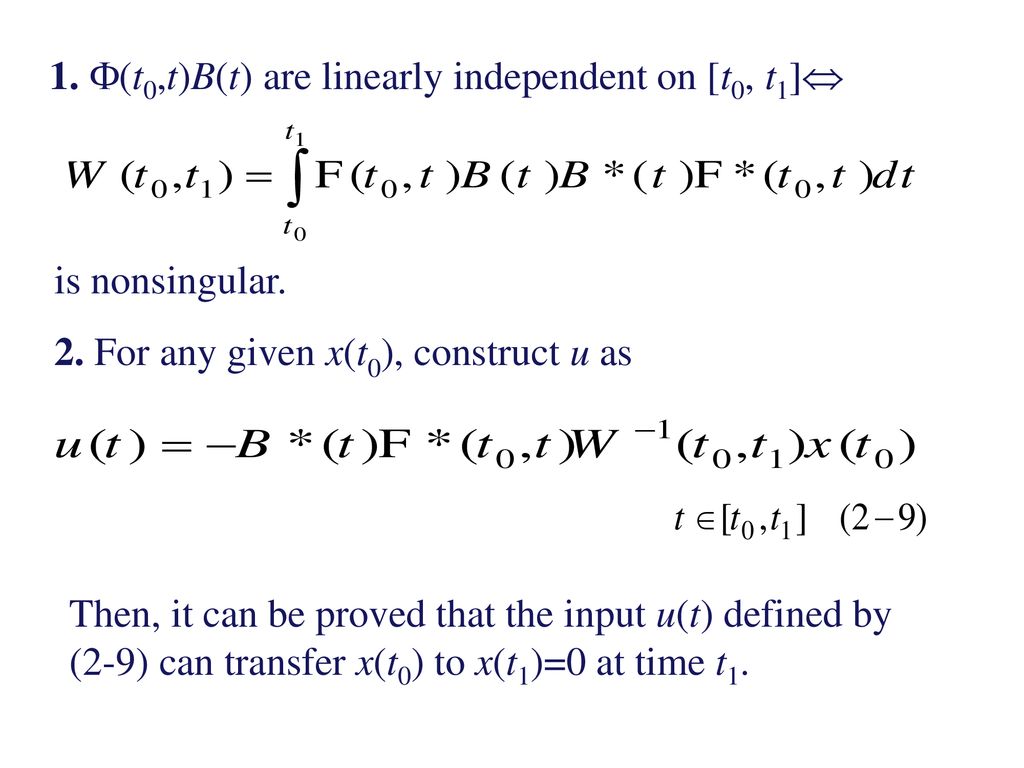 2 2 Controllability Of Linear Dynamical Equations Ppt Download