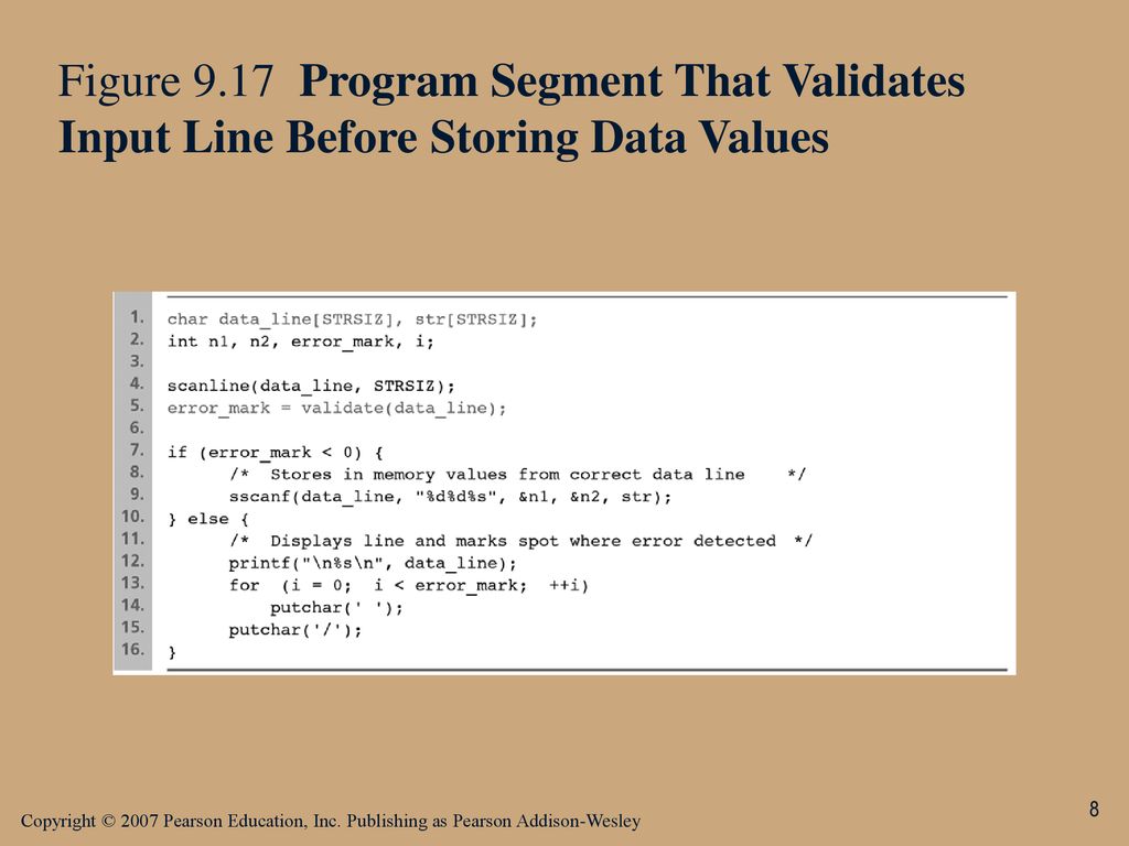 Figure 9.17 Program Segment That Validates Input Line Before Storing Data Values