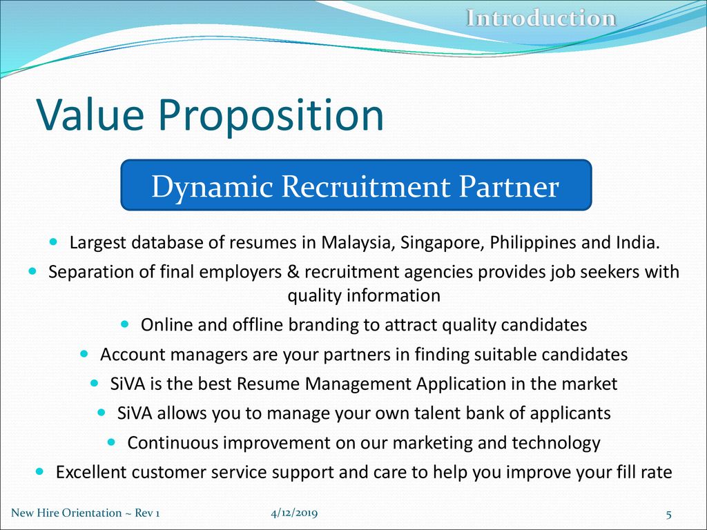 Value Proposition Dynamic Recruitment Partner Introduction