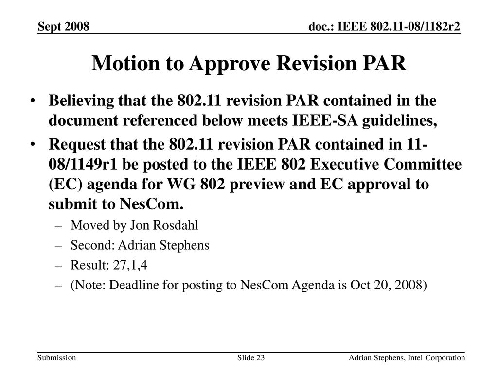 Sept 2008 Closing Plenary Motions - Ppt Download