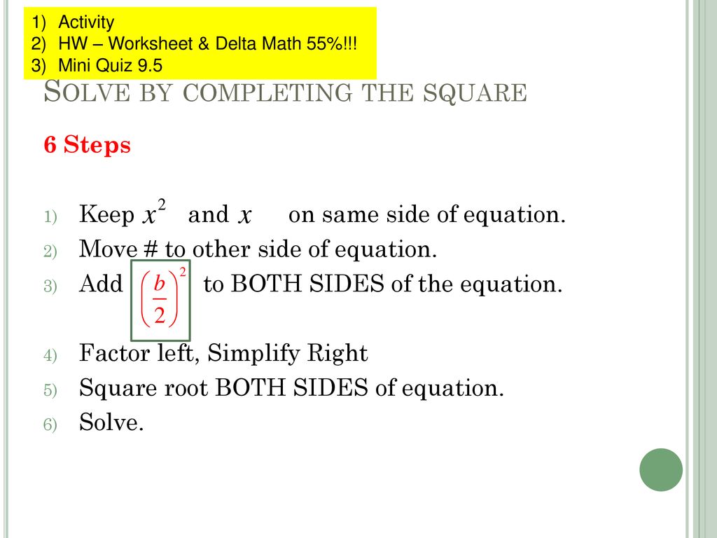 21-21 Completing the square - ppt download With Regard To Completing The Square Worksheet
