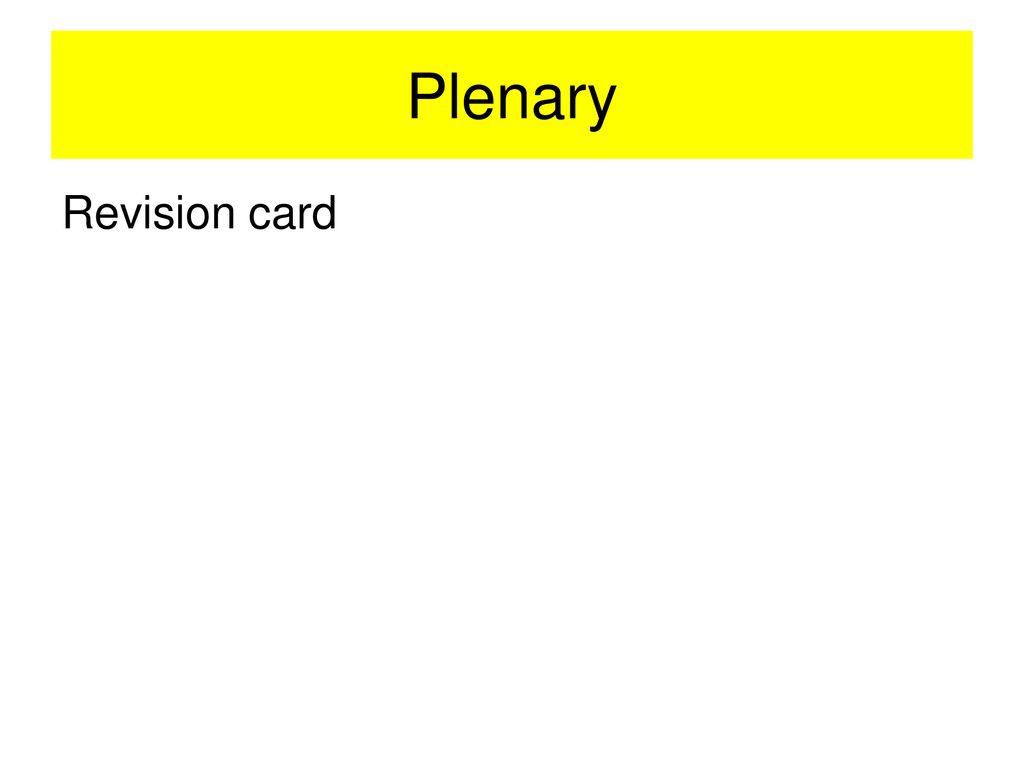 Plenary Revision card