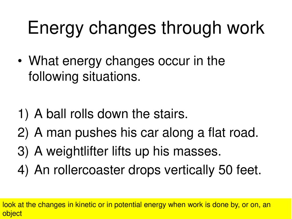 Energy changes through work