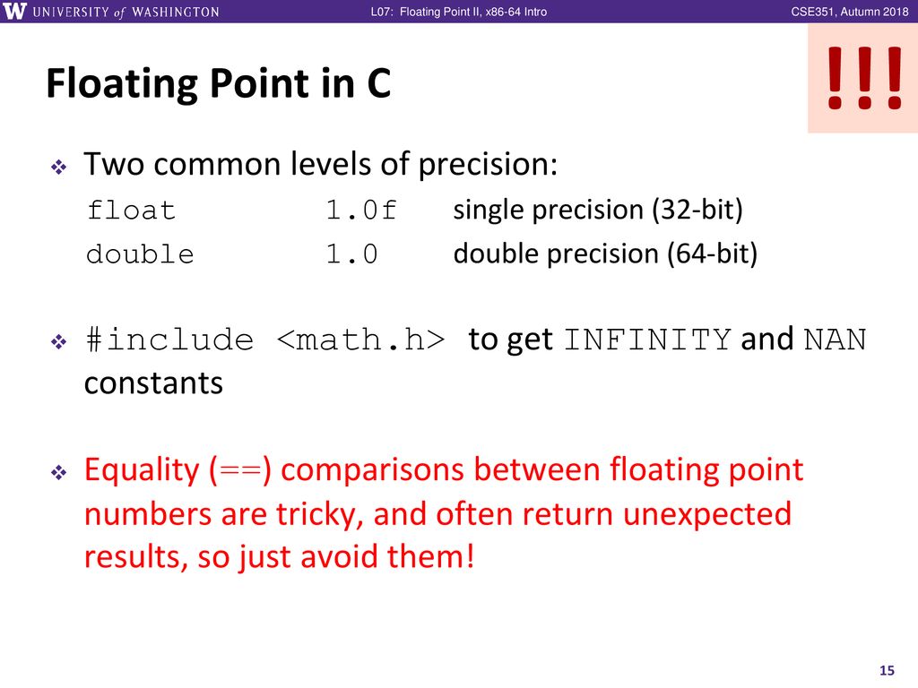 Floating Point II, x86-64 Intro CSE 351 Autumn ppt download