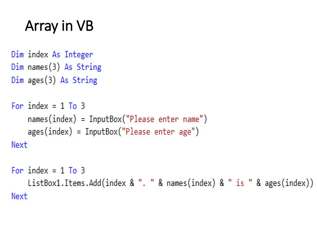 Learning Intention I will learn how to use an array to store data in a ...