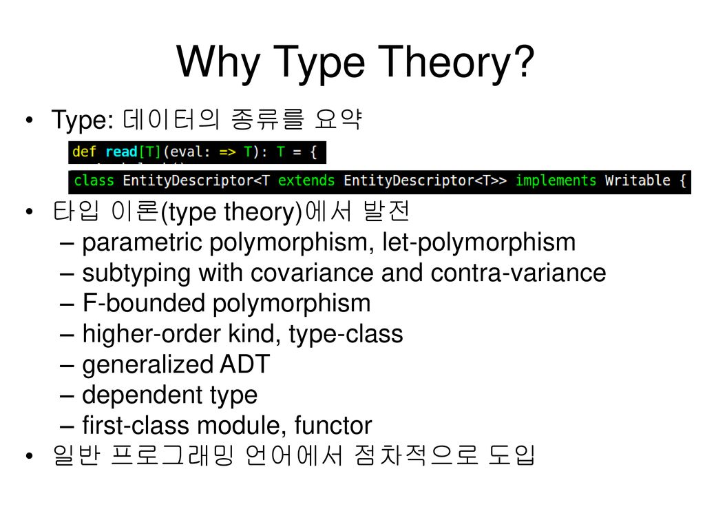 Why Type Theory Type: 데이터의 종류를 요약 타입 이론(type theory)에서 발전