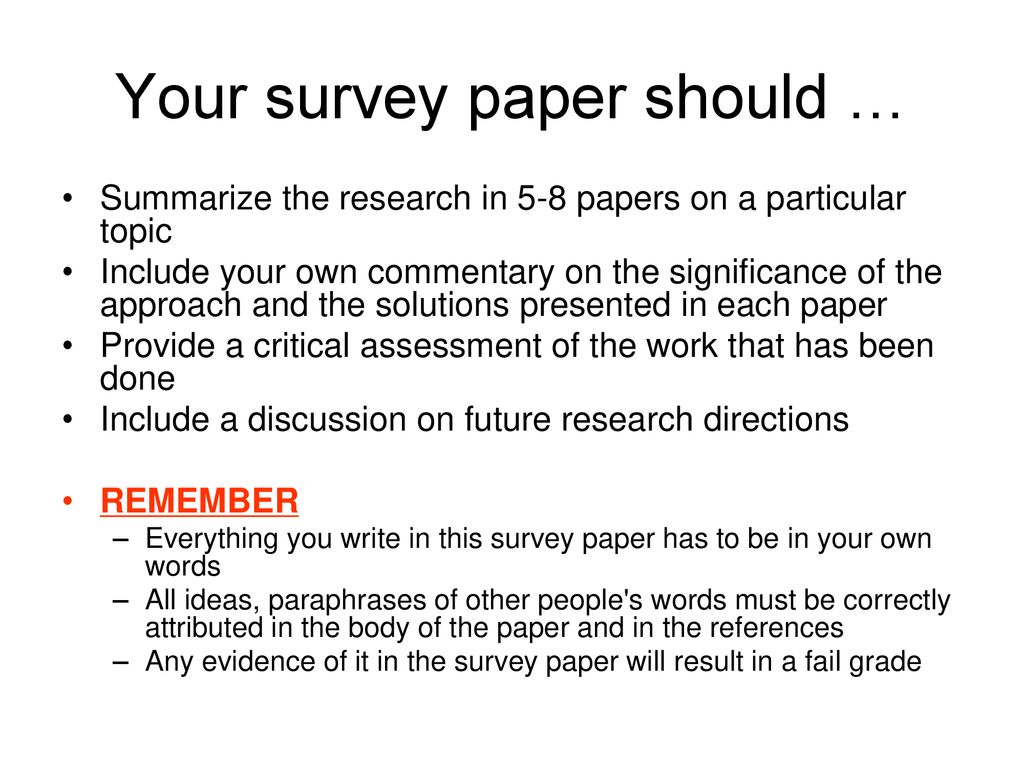 What is a Survey Paper??. - ppt download