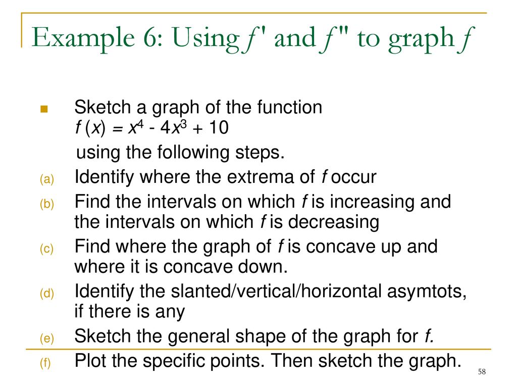 Example 6: Using f and f to graph f