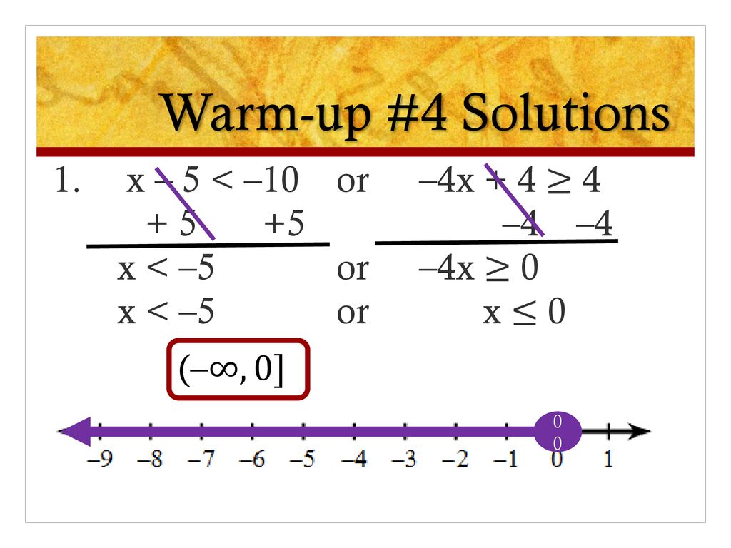 Warm–up #221 Solve & Graph. Write solution in interval notation. 21