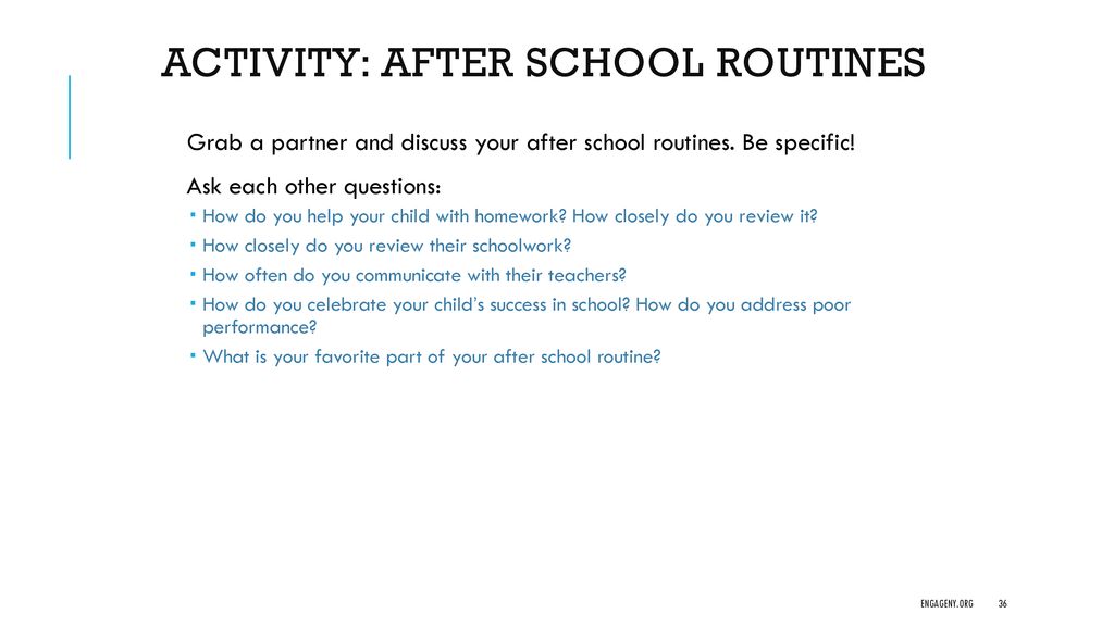 Activity: After school routines