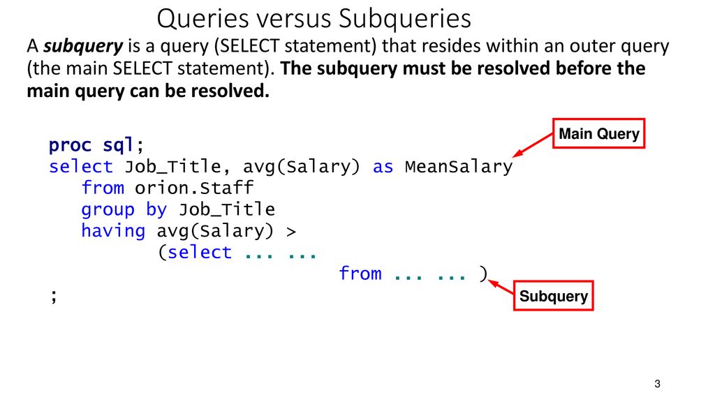 Subqueries ppt download