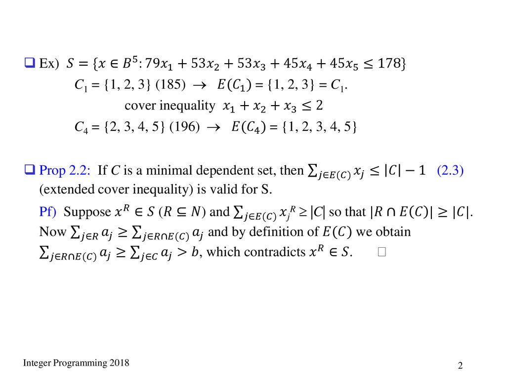 2 Valid Inequalities For The 0 1 Knapsack Polytope Ppt Download