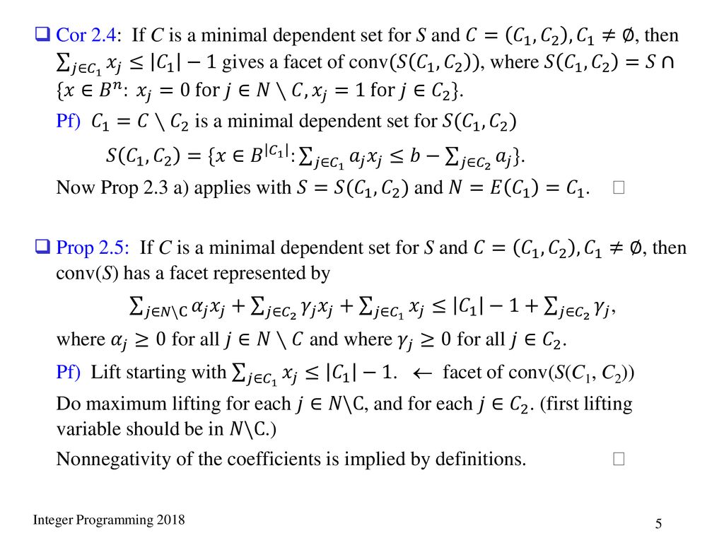 2 Valid Inequalities For The 0 1 Knapsack Polytope Ppt Download