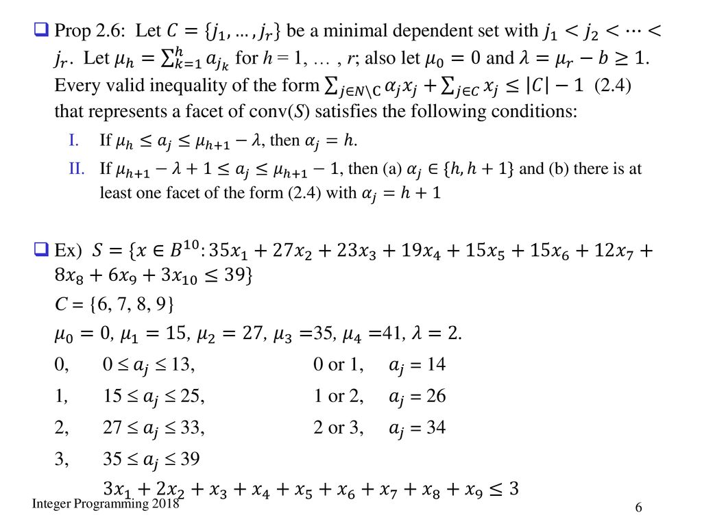 2 Valid Inequalities For The 0 1 Knapsack Polytope Ppt Download