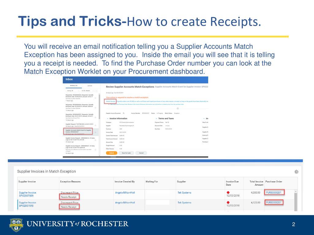 Procure to pay project tips and tricks how to create receipts ppt