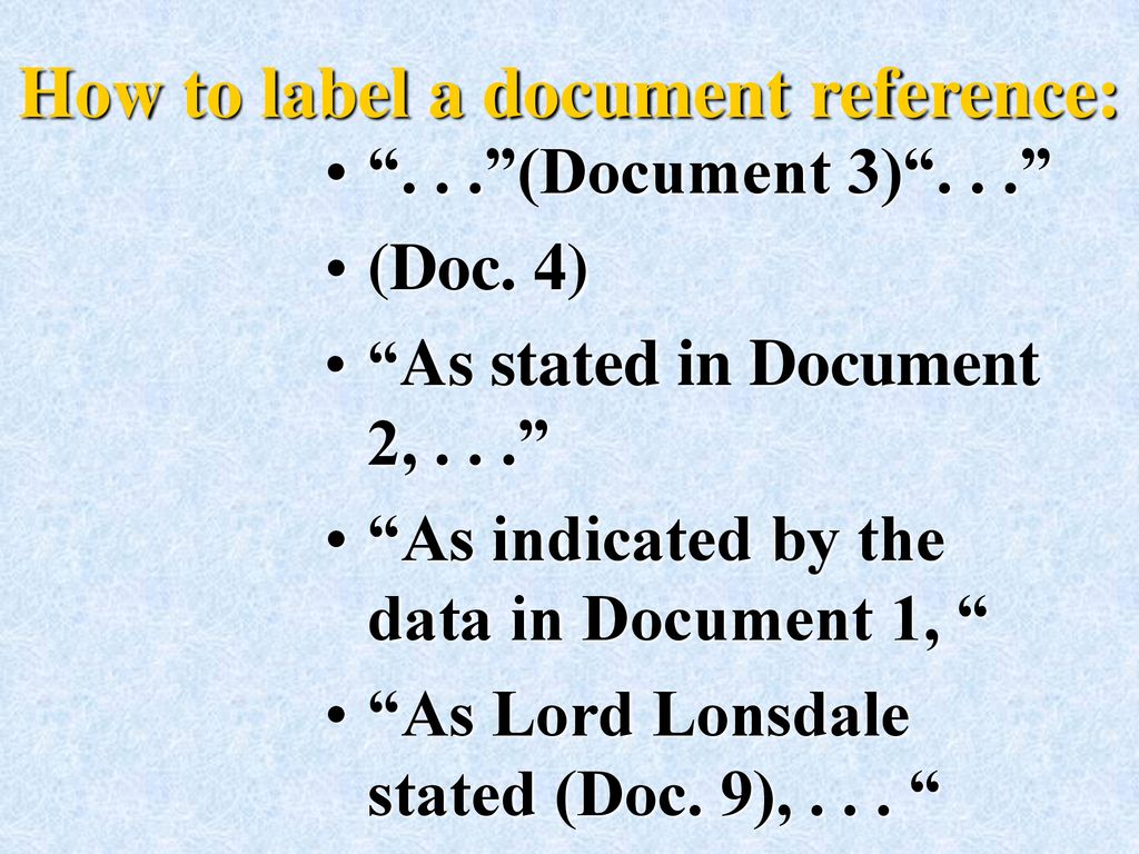 How to label a document reference: