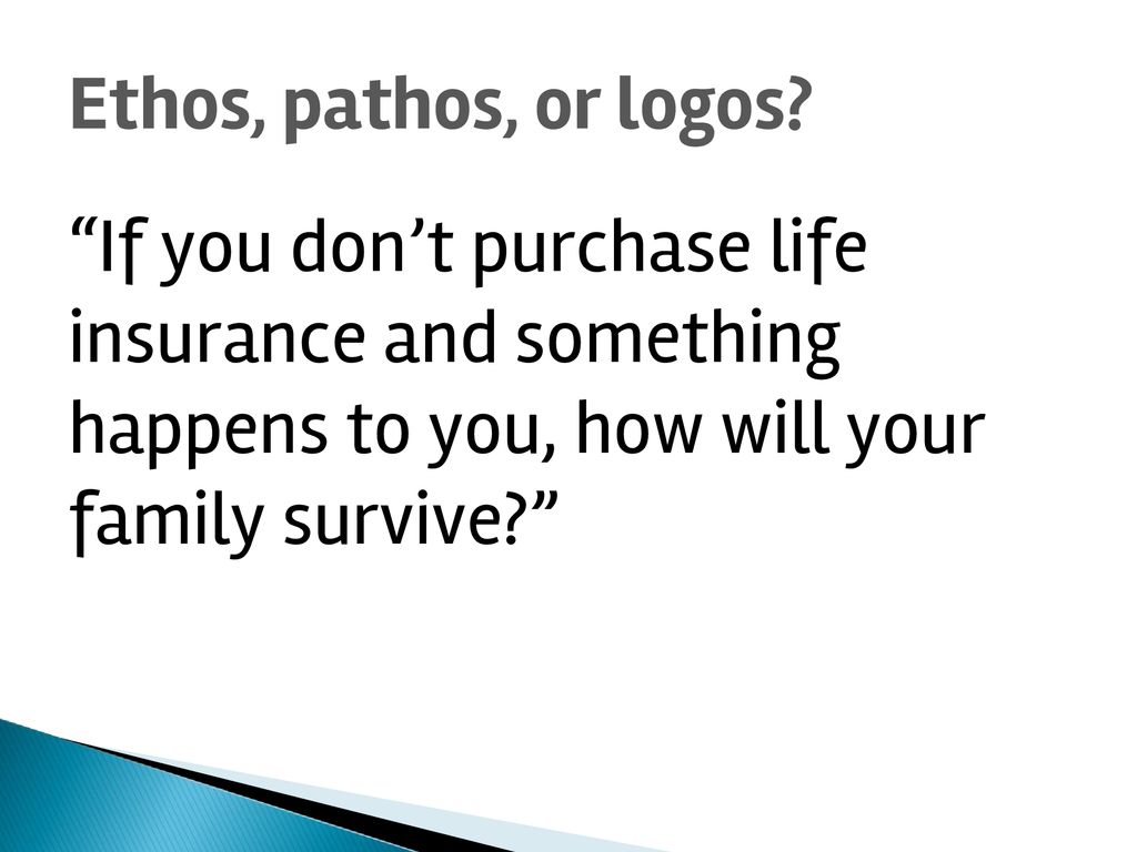 Ethos, pathos, or logos.