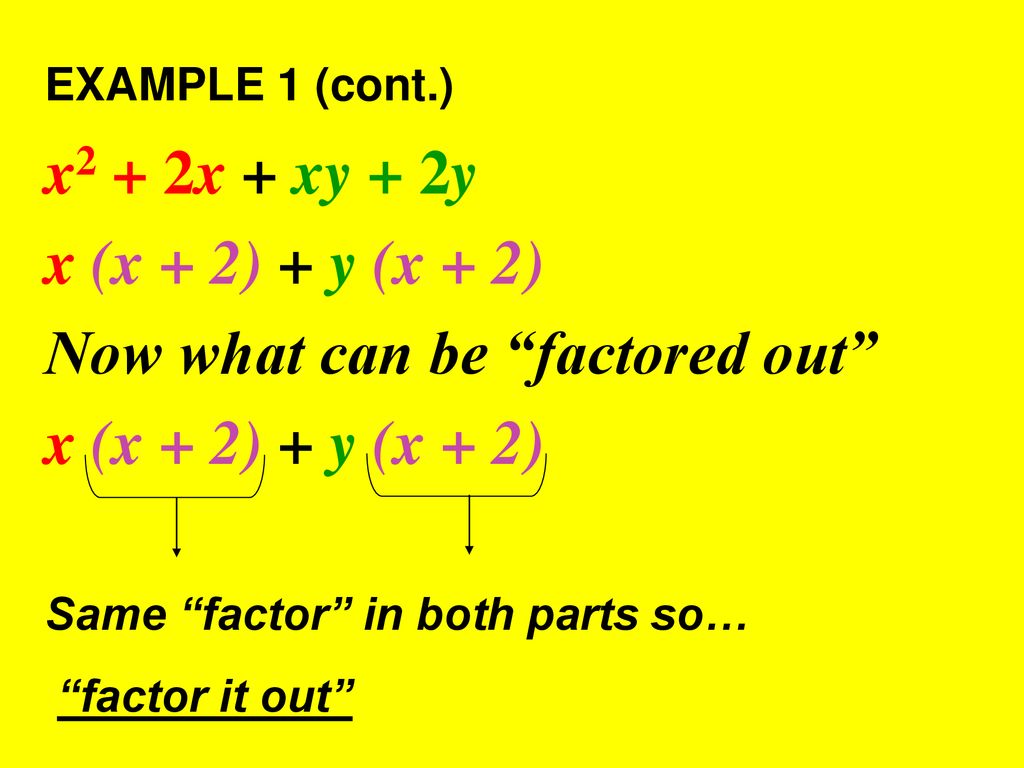 ALGEBRA I - SECTION 8-8 (Factoring by Grouping) - ppt download