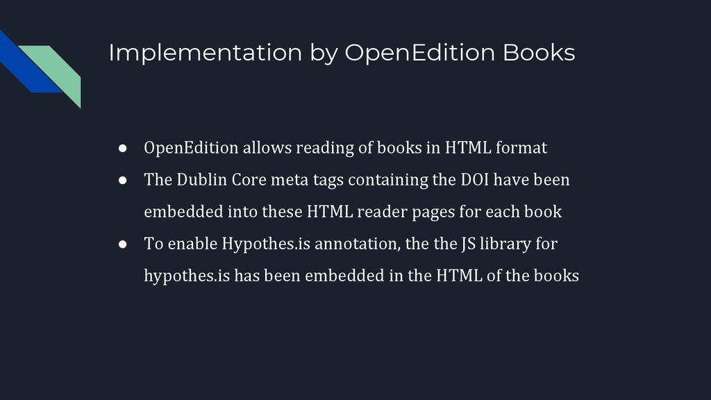 Implementation by OpenEdition Books