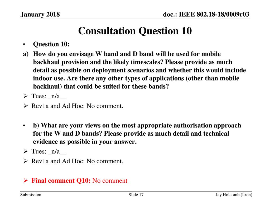 Consultation Question 10