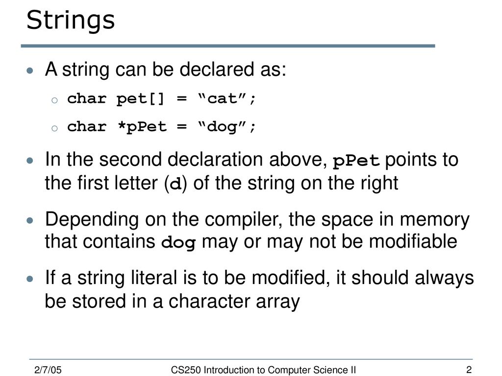 CS250 Introduction to Computer Science II - ppt download