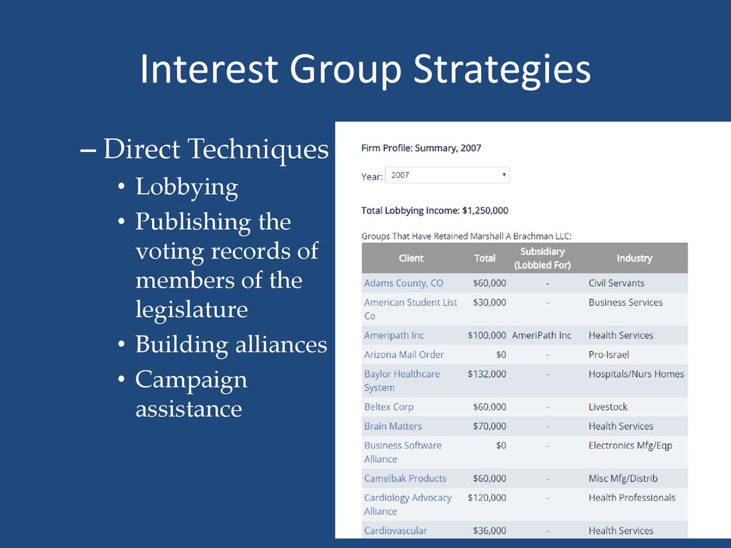 Interest Group Strategies