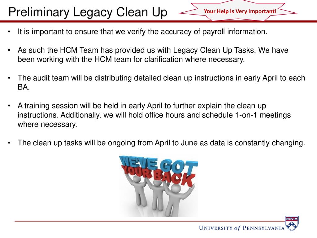 Preliminary Legacy Clean Up
