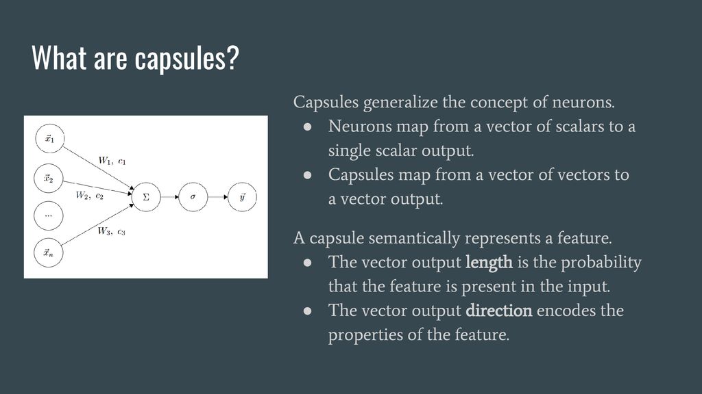 What are capsules Capsules generalize the concept of neurons.