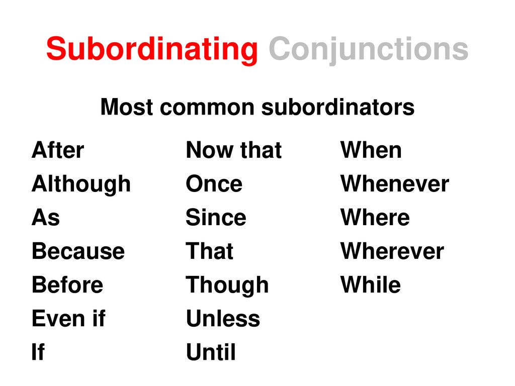 Subordinating conjunctions. Simple conjunctions. Complex conjunctions. Subordinators examples.