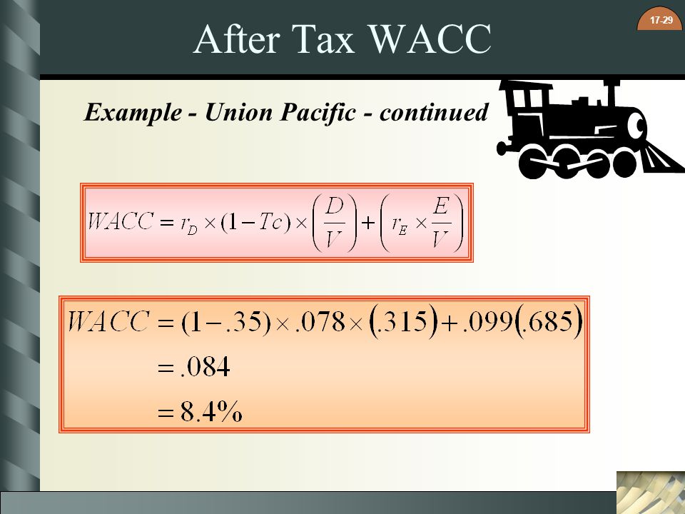 After Tax WACC Example - Union Pacific - continued