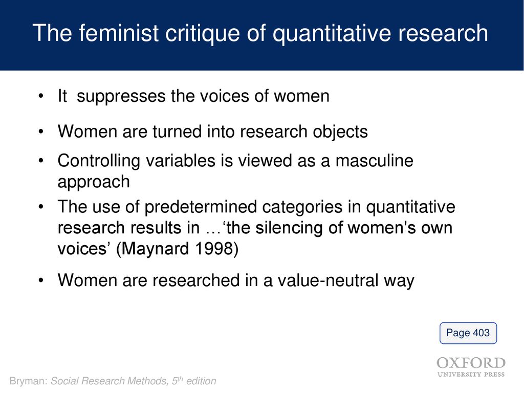The feminist critique of quantitative research