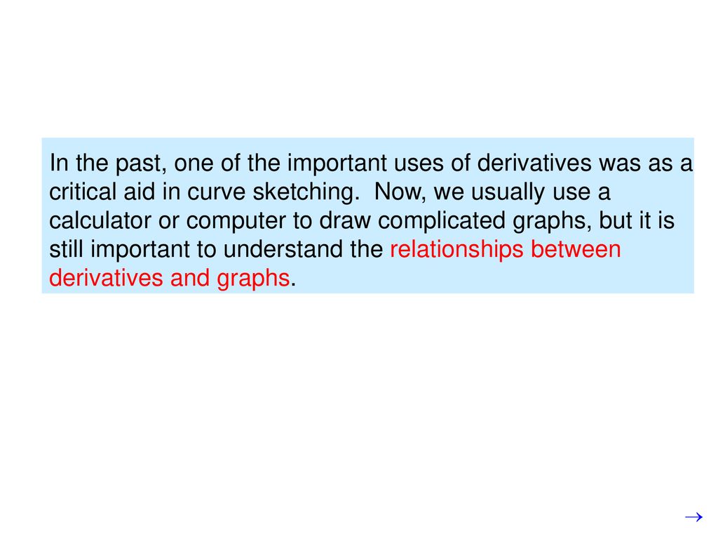 In the past, one of the important uses of derivatives was as a critical aid in curve sketching.