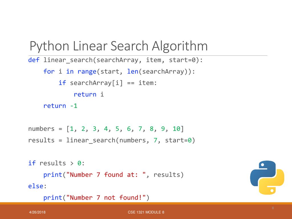 Module 8 – Searching & Sorting Algorithms - ppt download
