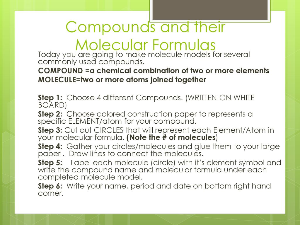 Compounds and their Molecular Formulas