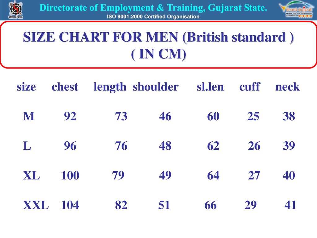 British Men S Size Chart