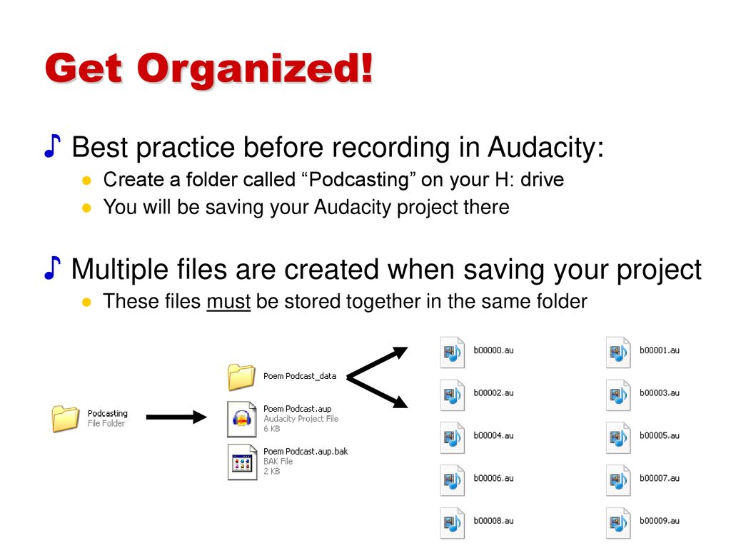 Get Organized! Best practice before recording in Audacity: