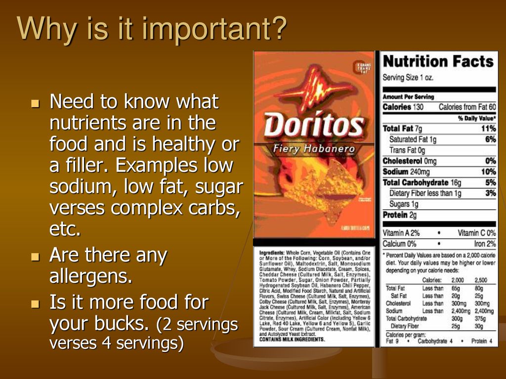Reading food labels Why is it important?. - ppt download