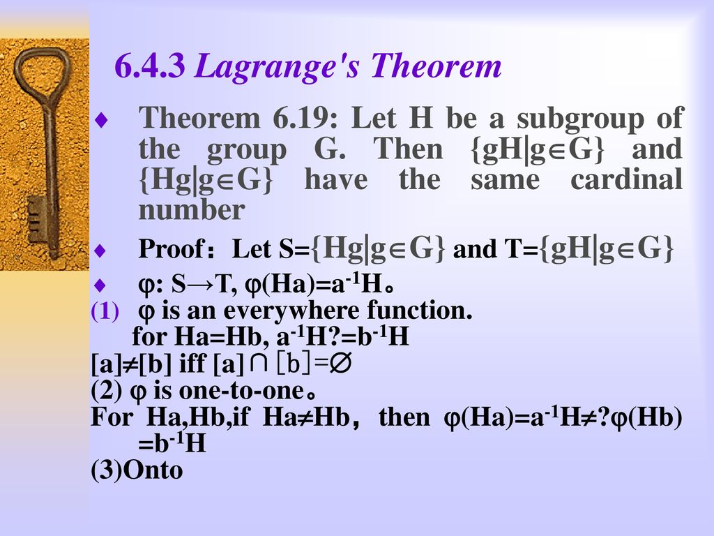 6 4 3 Lagrange S Theorem Theorem 6 19 Let H Be A Subgroup Of The