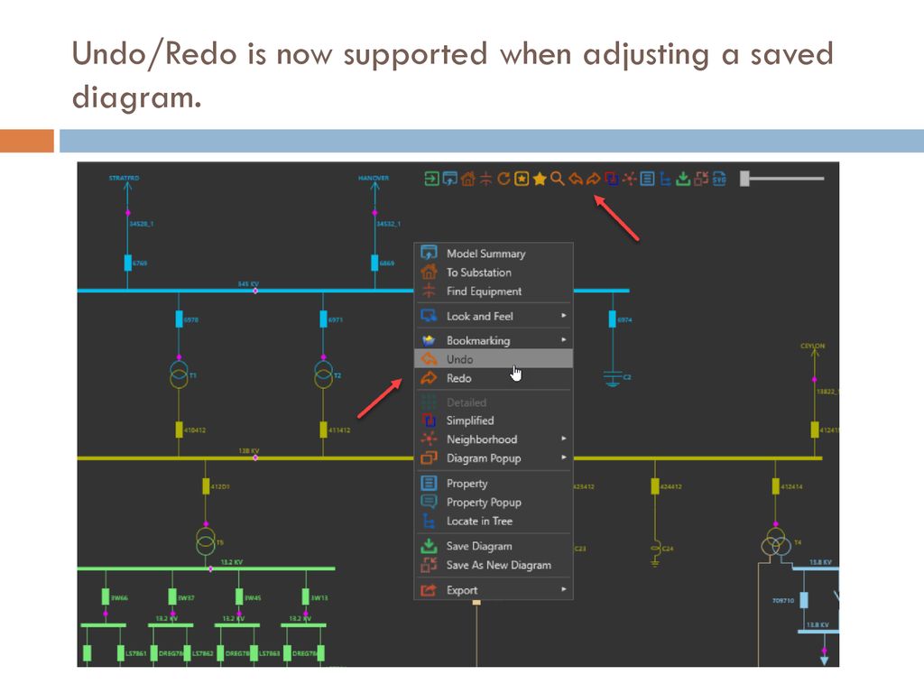 Undo/Redo is now supported when adjusting a saved diagram.
