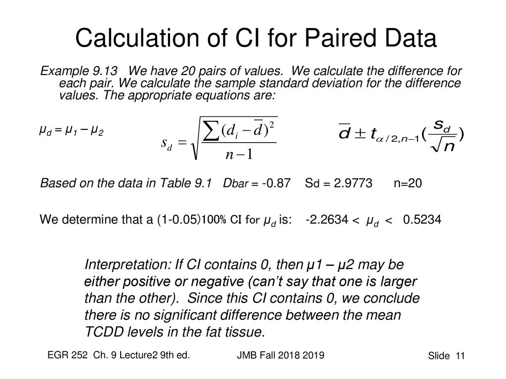 Calculation of CI for Paired Data