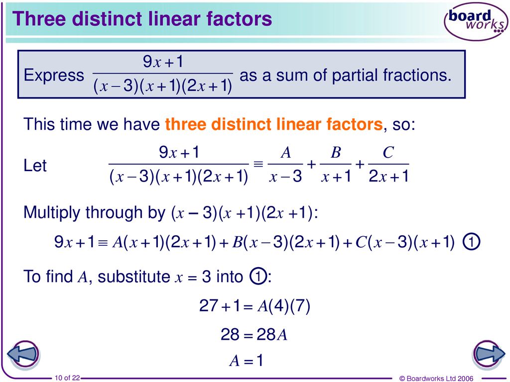 Three distinct linear factors