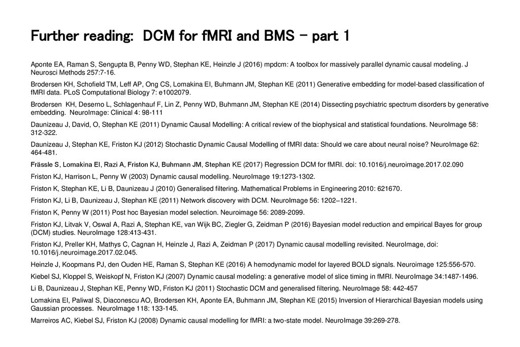 Further reading: DCM for fMRI and BMS – part 1