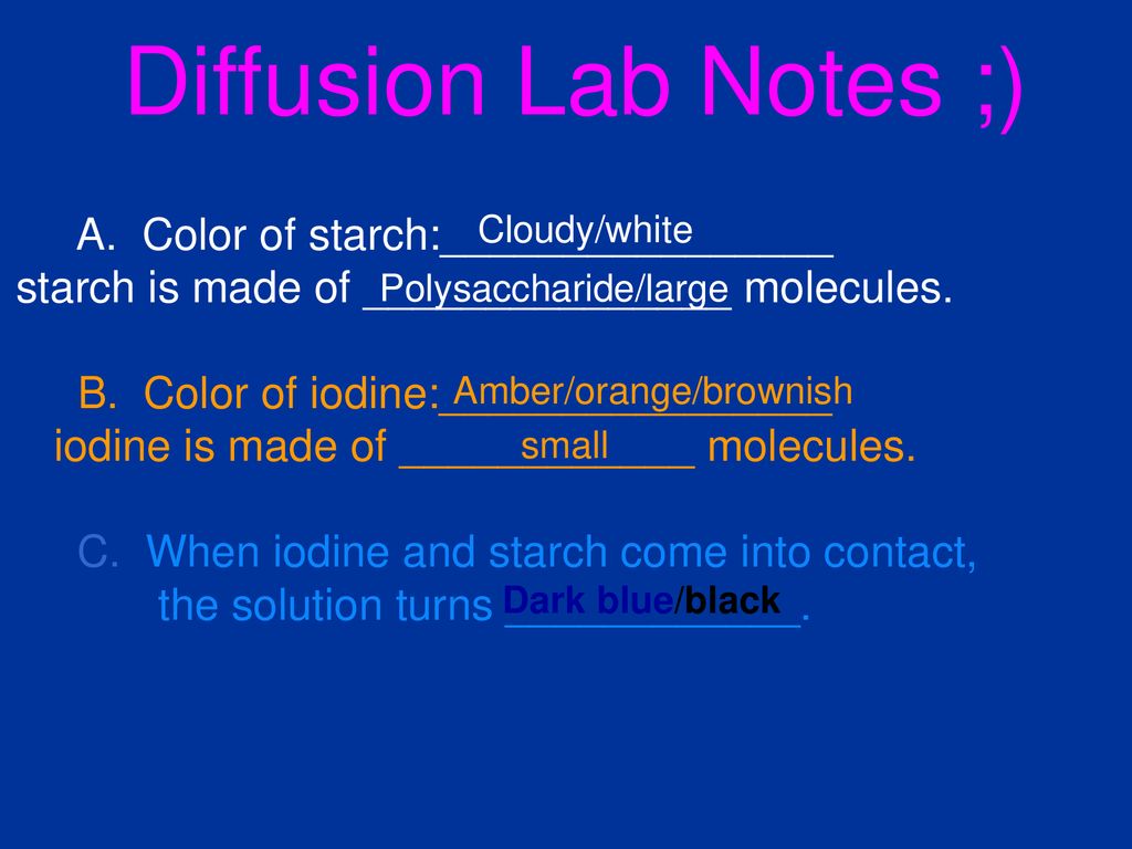 Diffusion Lab Notes ;) A. Color of starch:________________